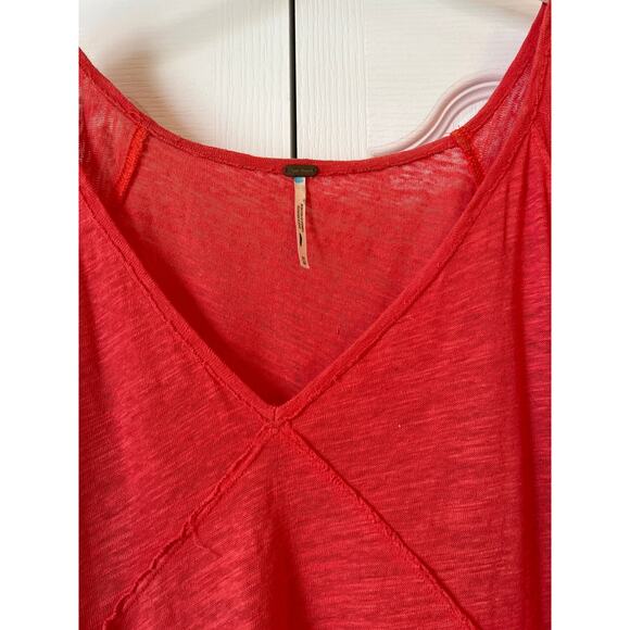 FREE PEOPLE Cold Shoulder Flutter Sleeve Linen Top - Picture 2 of 7